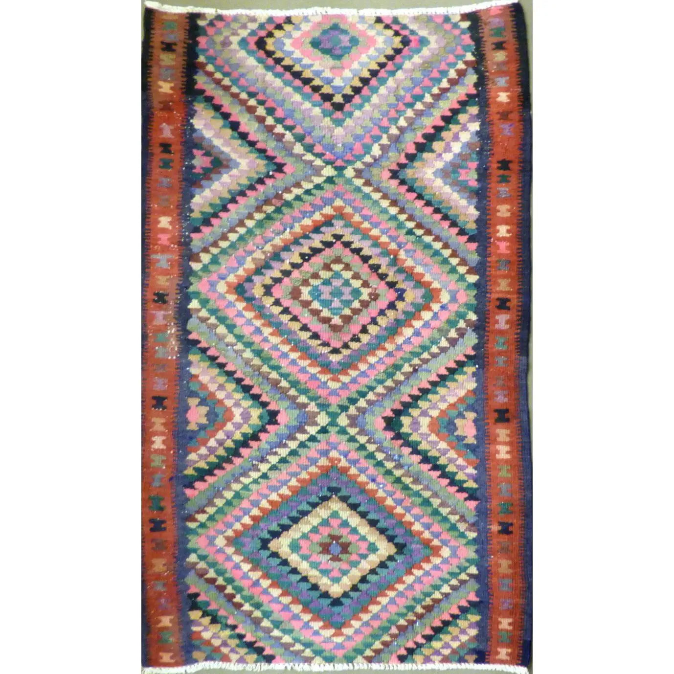 One Of The Kind Authentic Hand-Knotted Sanandaj Vintage Kilim 8'1" X 4'3"